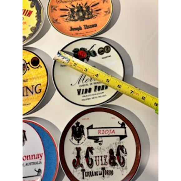 BIA Cordon Bleu Appetizer Plates Wine Labels Porcelain 6" Colorful Serveware - Picture 9 of 11